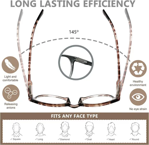 Miniatura 5 de Yogo Vision Reading Glasses for Women Men Blue Light Blocking Reading Glasses Round Readers