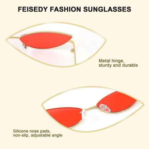 Miniatura 32 de FEISEDY Gafas de sol de diseñador de moda Retro pequeños pétalos forma arco templo diseño B2298