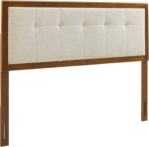 Miniatura 3 de Modway Draper - Cabecera capitoné de tela y madera en color beige nogal