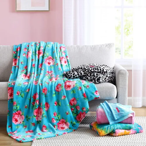 Miniatura 6 de Betsey Johnson - Manta individual, ropa de cama de felpa ultrasuave, manta suave de gran tamaño, artículos esenciales para dormitorio (Bouquet Day)