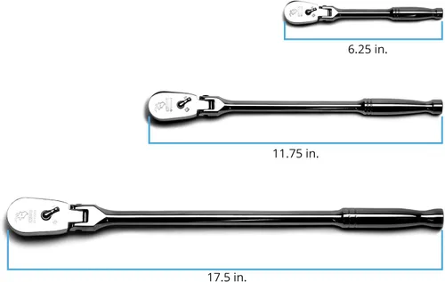 Miniatura 2 de Capri Tools Trinquetes, True 72 dientes, arco oscilante de 5 grados (juego de 3 piezas/perfil bajo de cabeza flexible), (Modelo: CP12000FX)