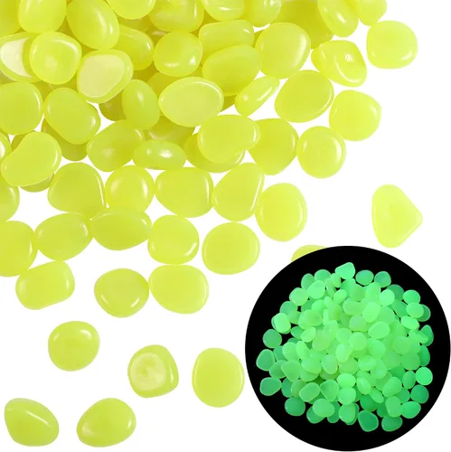 Miniatura 10 de OSOPOLA 150 PCS Piedras Luminosas - Rocas Luminosas Azules Decoraciones DIY Guijarros Decorativos para Acuario Pecera Acera Jardín Camino Patio