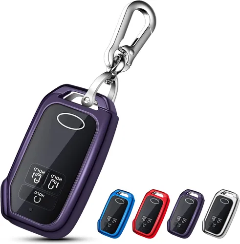 Miniatura 7 de QBUC Funda para llavero KIA, funda para llavero con llavero para Kia Ceed Cerato Forte, etc. (1 botón o no solo en la superficie frontal) (azul)