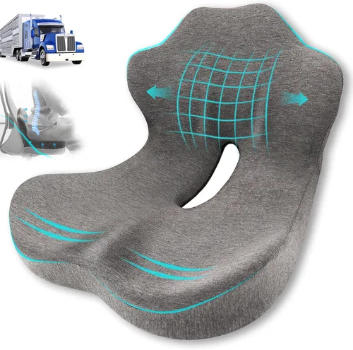 Cojín de asiento de camión de espuma viscoelástica, cojín de silla de diseño ergonómico en forma de L con soporte lumbar para aliviar la presión de