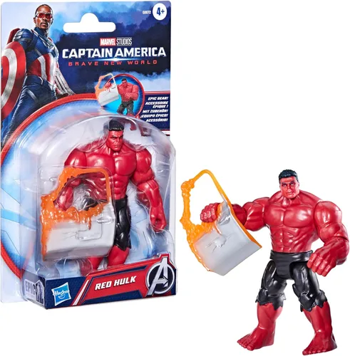 Miniatura 2 de Marvel Avengers Epic Hero Series - Figura de acción de Capitán América: Brave New World Red Hulk, juguetes de superhéroes de 4 pulgadas para niños a