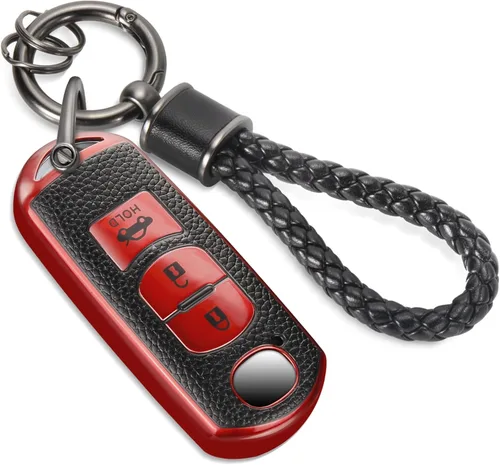 Miniatura 54 de para llavero de Cadillac con funda de TPU con superficie granulada y cuerda trenzada metálica, funda de llavero mejorada para 2020 en adelante CT4