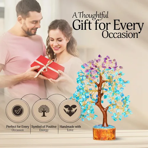 Miniatura 7 de YATSKIA Árbol de la vida de cristal de amatista y turquesa, decoración de cristal, regalos espirituales, regalos de cristales para mujeres, piedras