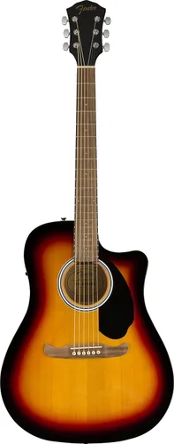 Fender FA-125CE - Guitarra electroacústica Dreadnought, con garantía de 2 años, Sunburst Rayos de sol