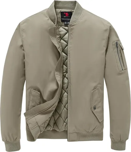 Miniatura 12 de TBMPOY - Chaqueta de hombre para el otoño, chaqueta de invierno, rompevientos, bomber, con cremallera, acolchada, de softshell, cálida