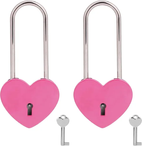 Miniatura 10 de Love Lock - Candado de corazón con llave para enamorados, boda, día de San Valentín, aniversario, viajes (con llave)