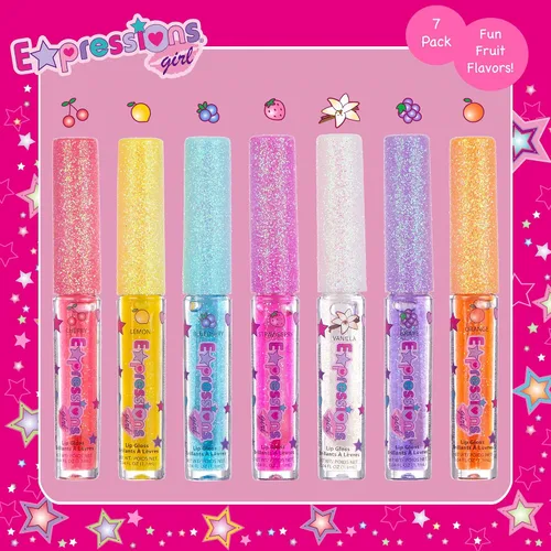 Miniatura 8 de Juego de 7 brillos de labios con sabor a fruta, brillo de labios en varios sabores afrutados, maquillaje no tóxico para niños y adolescentes