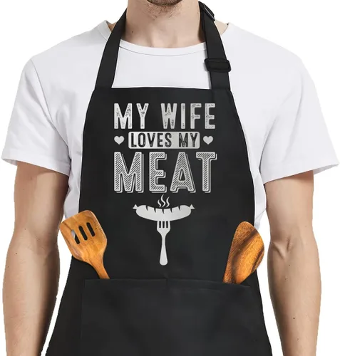 Miniatura 15 de SANDJEST Funny Mens Aprons with Pockets for BBQ Grilling Cooking Grandpa Husband Apron for Birthday Christmas Father's Day funny 7