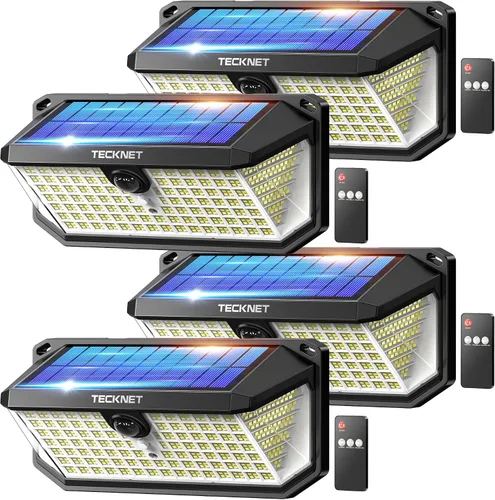 Miniatura 7 de TECKNET Luces Solares Súper Brillantes para Exteriores Paquete de 3, 2×231 LED y 1×416 LED, Ángulo de 300° y 3 Modos de Iluminación con Sensor