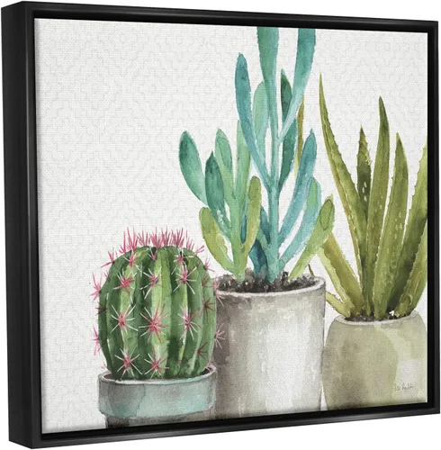 Miniatura 2 de Stupell Industries Patrón de suculentas modernas Pintura de acuarela verde y gris, diseño de Lisa Audit Flotador negro enmarcado