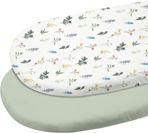 Miniatura 17 de Gllquen Baby Sábanas para Moisés Paquete de 2, Sábanas Ajustables para Moisés de Algodón 100% Orgánico para Niñas y Niños, Sábana de Colchón