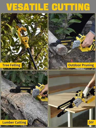Miniatura 8 de Sierra eléctrica de poste inalámbrica 2 en 1 y motosierra de 8 pulgadas, sierra de árbol sin escobillas con batería de 4.0 Ah, recortadora de árbol