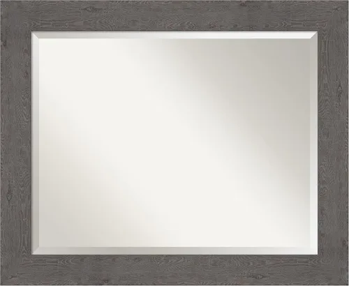 Miniatura 38 de Amanti Art Espejo de baño gris para sobre el fregadero, espejo rectangular gris rústico de corteza de 25 x 21 pulgadas, marco rústico de campo