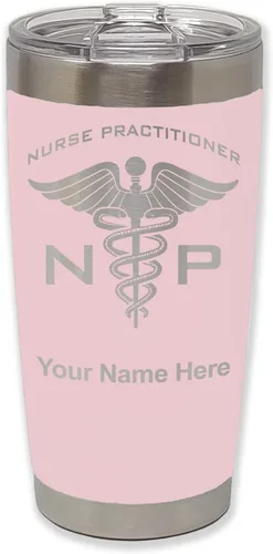 Miniatura 15 de LaserGram NP Nurse Practioner - Vaso aislado al vacío de 20 onzas, grabado personalizado incluido (negro)
