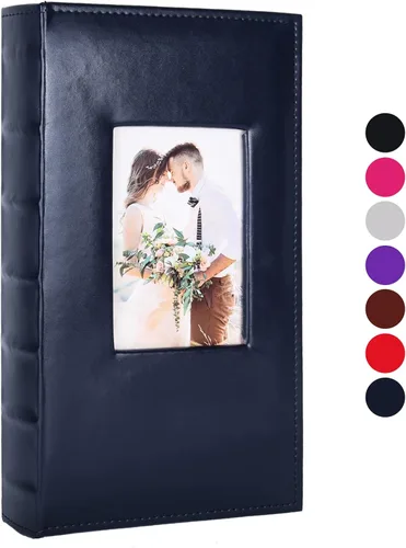 Miniatura 38 de Álbum de Fotos 4x6 para 300 Fotos Cubierta de Cuero PU Página Interior Negra para Álbumes de Boda Libro de Fotos Familiar Bebé Aniversario Bolsillo