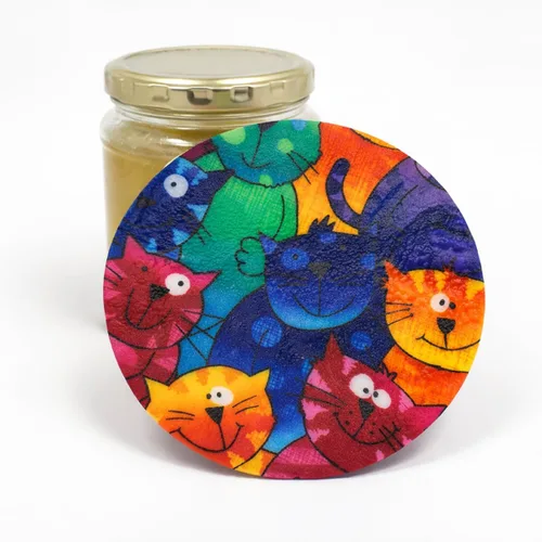Andreas - Abrelatas de silicona antideslizante de 6.25 pulgadas, fácil abridor de tapa, fabricado con silicona y tela, apto para lavavajillas, Gatos