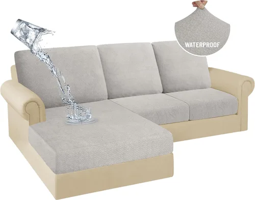 Miniatura 34 de HDCAXKJ Fundas de Cojines para Sofá Seccional 100% Impermeables, 3 Piezas, Forma de L, Funda Seccional Elástica para Chaise, Juego de Fundas
