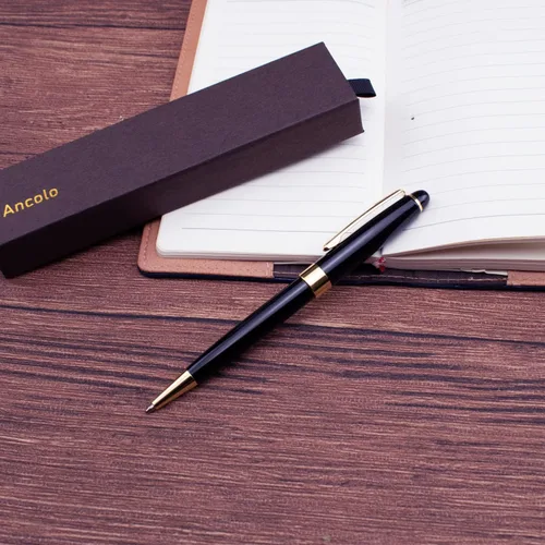 Miniatura 3 de Ancolo Bolígrafo negro, tinta negra a granel, punta media de 0.039 pulgadas (0.039 in), escritura suave, bolígrafos negros y dorados para hombres