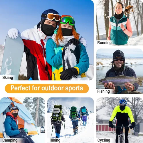 Miniatura 7 de LUOLIIL VOE Paquete de 2 polainas de cuello de invierno para hombres y mujeres, resistente al viento, máscara facial de forro polar, bufanda