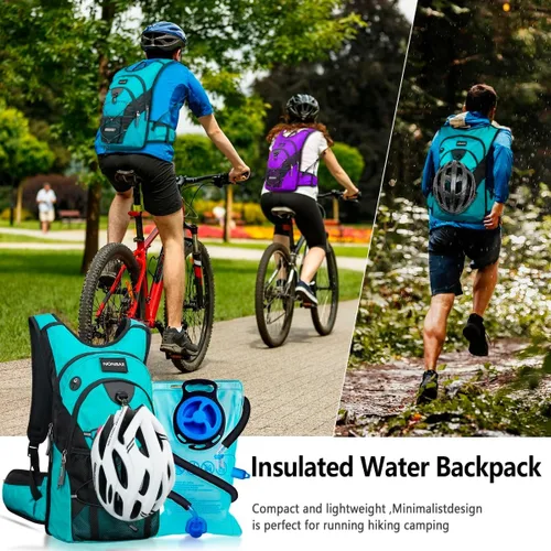 Miniatura 9 de NONSAR Mochila de hidratación de 3L con bolsa de agua, mochila de agua aislada para mujeres, hombres, niños, mantiene los líquidos frescos hasta 5