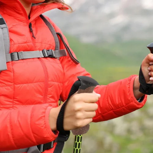 Miniatura 5 de Mango de bastón, mango de caña de senderismo, mango de corcho, agarre de poste de trekking, puntas de bastón, protectores de repuesto, adaptador