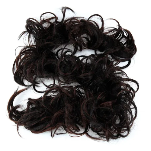 Miniatura 40 de CAISHA Postizo de Cabello, Envoltura de Cabello, Fibras Sintéticas Resistente al Calor, Rizado Desordenado, Recogido, Negro HW6