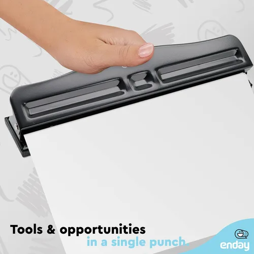 Miniatura 7 de Perforadora de 3 agujeros resistente, perforadora de agujeros de 3 anillos para carpeta, perforadora de papel ajustable de 10 hojas, perforadora