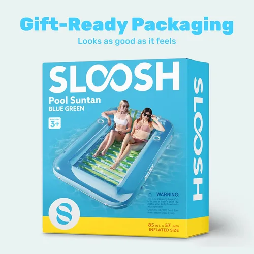 Miniatura 9 de SLOOSH Flotador inflable para adultos, con almohada, 216 x 145 cm, 4 en 1: balsa estilo tina bronceadora, camastro para tomar el sol, para fiestas