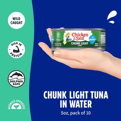 Miniatura 3 de Chicken of the Sea Chunk Light Atún en agua, Atún capturado en la naturaleza, latas de 5 onzas (paquete de 10)