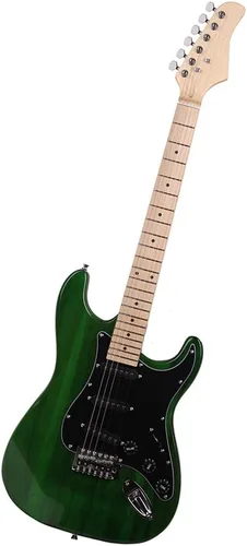 Miniatura 3 de Vasitelan Kit completo de guitarra eléctrica de 39 pulgadas para principiantes, tamaño completo con amplificador de 20 W, con correa, bolsa, Verde