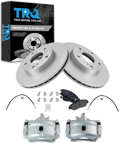Miniatura 11 de TRQ Kit de pastillas de freno y rotor de cerámica delantera compatible con Chevrolet Malibu 2016