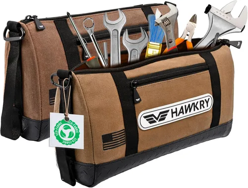 Miniatura 9 de HAWKRY Juego de 2 bolsas de herramientas de lona resistente, bolsa de lona impermeable con cremallera, bolsa de herramientas de jardín, bolsas
