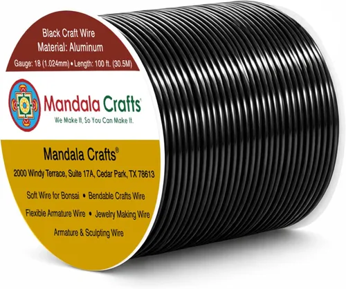 Miniatura 155 de Mandala Crafts - Alambre de aluminio anodizado de 8 calibre para hacer joyas - 9.75 m de alambre flexible negro colorido - Flexible para bonsái