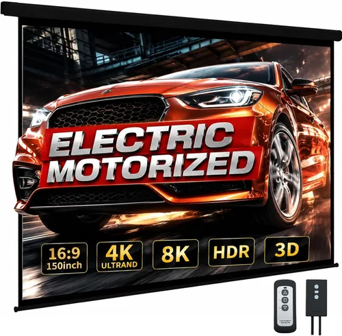 Miniatura 12 de YODOLLA Pantalla de Proyector Motorizada de 72", 16:9, 4K HD Desplegable Retráctil, Pantallas de Proyección Eléctricas Automáticas de Pared y Techo