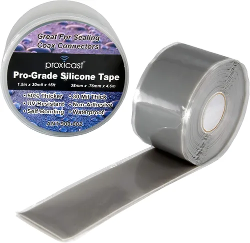 Miniatura 11 de Proxicast Cinta de sellado de goma de silicona autofundida extra fuerte de grado profesional de 30 mil resistente a la intemperie para antenas