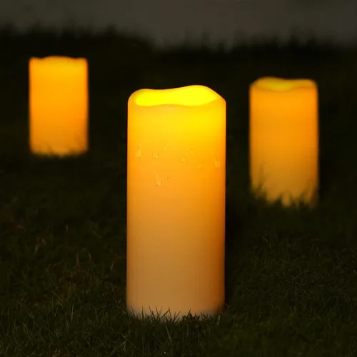 Miniatura 4 de 5plots Velas individuales sin llama para exteriores, impermeables, de 4 x 10 pulgadas, velas LED parpadeantes que funcionan con pilas con control