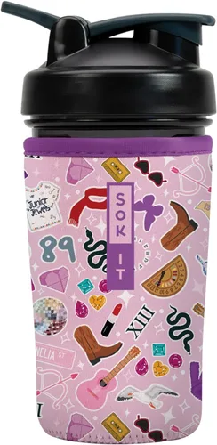 Miniatura 51 de Sok It BotlSok Botella Mezcladora de Proteínas con Funda Aislante de Neopreno (Floral Abstracto, Se Ajusta a Mezcladoras de 24oz)