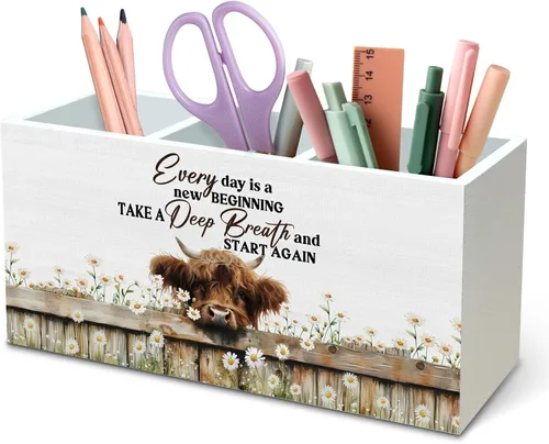 Miniatura 11 de DILSJ Organizador inspirador de 2 compartimentos para lápices, organizador para escritorio, amantes de los pollos regalos para mujeres, Live Like