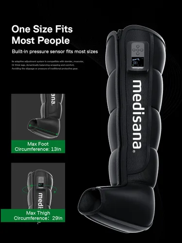 Miniatura 7 de Medisana Masajeador de compresión de piernas, bota de presión de aire recargable inalámbrica con modos de personalización múltiple, intensidades
