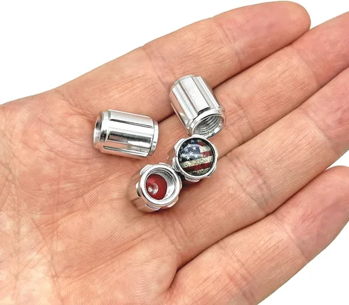 Miniatura 4 de Tapones metálicos para válvulas de neumáticos, tapas de vástago de válvula plateadas, tapas de válvula de aire universales para automóviles