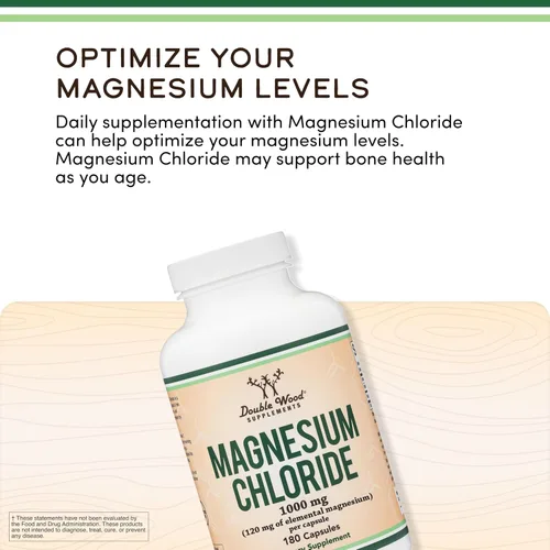 Miniatura 4 de Cloruro de Magnesio (Magnesium Chloride) - 180 cápsulas, 1,000 mg por porción, apoya la salud digestiva y ósea - Sin OMG y sin gluten de Double Wood