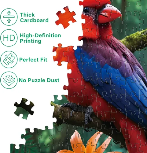 Miniatura 5 de BenBen Rompecabezas de 1000 piezas para adultos, loros de la selva, rompecabezas con letras o patrones en la parte posterior, rompecabezas