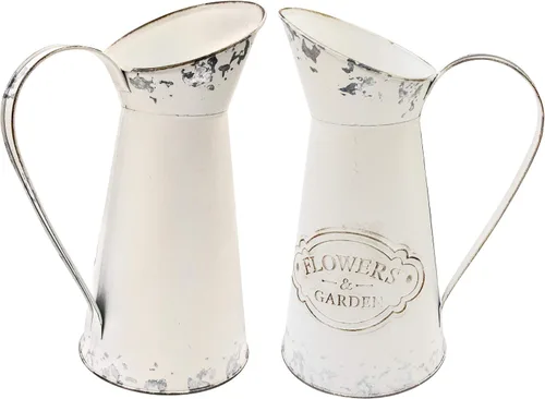 Miniatura 4 de Jarras de metal blanco de granja para decoración de cocina Shabby Chic, jarras altas para flores, jarrones rústicos de baño, grandes, 11 H