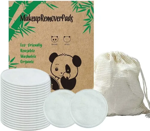 Miniatura 13 de Paquete de 28 almohadillas reutilizables para eliminar el maquillaje con bolsa de lavandería, lavables, suaves y cómodas, lavables de algodón