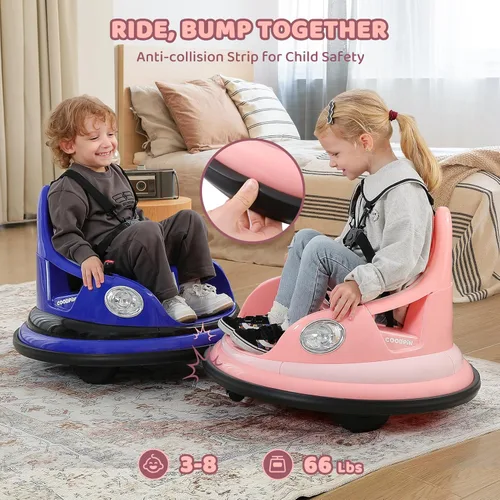 Miniatura 3 de ELEMARA Coche de choque para niños, 1.9 mph máximo, 12V juguete montable para niños pequeños con control remoto, 2 velocidades, 2 modos de juego