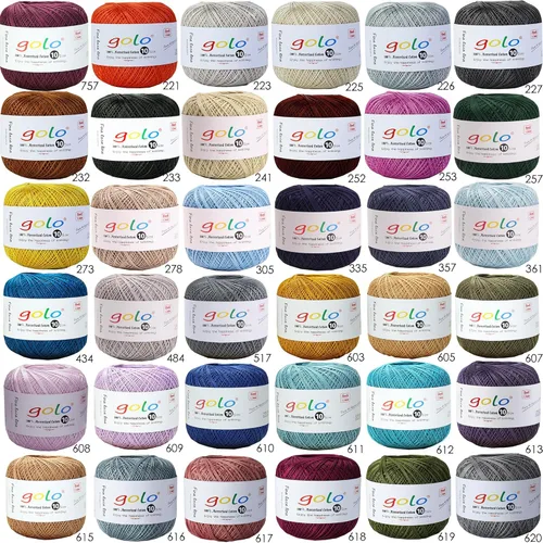 Miniatura 4 de Golo - Bolas de hilo para crochet de algodón tamaño 10, color algodón para crochet D-Fresa D078-fresa
